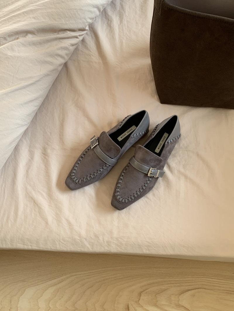 

Версия из овчины~ 2025 новый ретро стиль квадратный носок осенние туфли на толстом каблуке и толстой подошве для увеличения роста лоферы-пенни женские туфли 39 серый