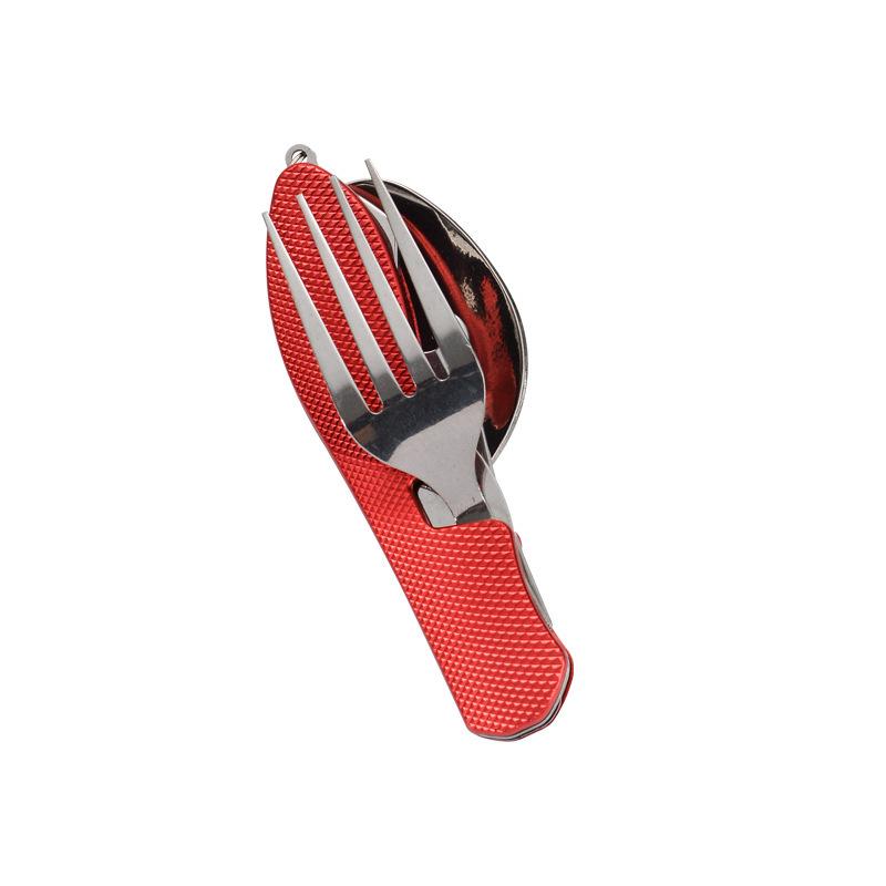4-in-1 Stainless Steel Spoon Knife Fork Bottle Opener Foldable Pocket Kit Outdoor Cutlery Set Foldable Portable Compact
