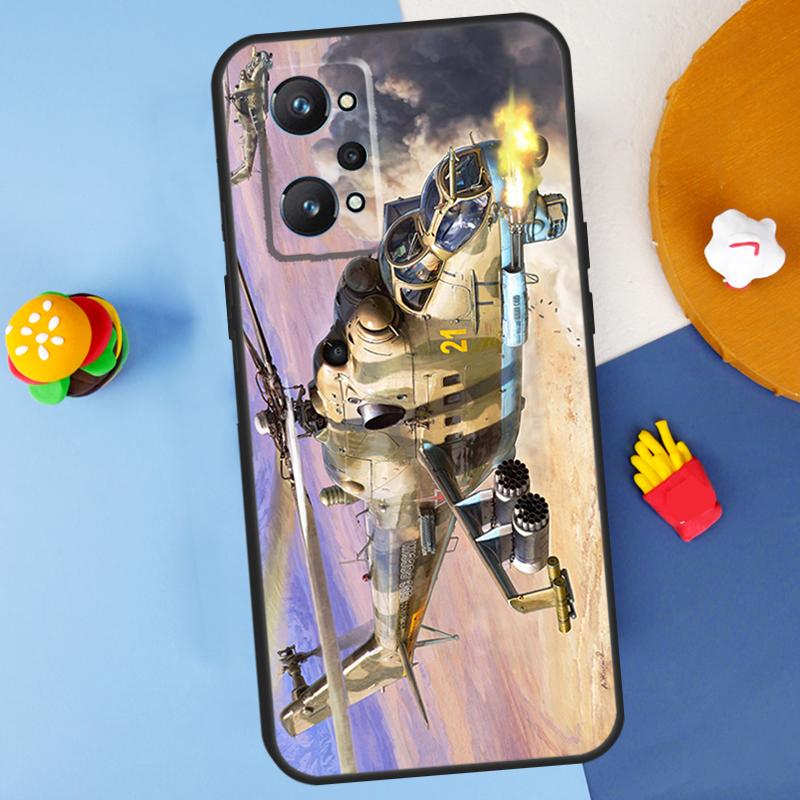 Mil Mi 24 Hind Helicopter For Realme GT 6 6T 5 GT7 Pro C61 C75 C55 C51 C21Y C25S C67 C53 13 12 10 11 14 Pro Plus Case
