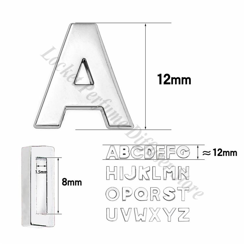 182pcs/lot 8mm 10mm Silver Plain Slide Letter Charms Alphabet A-Z For Bracelet Wristband Keychain Pet Collar DIY Jewelry Making
