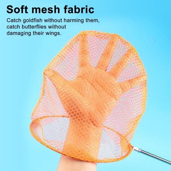 Yousheng Kids Telescopic Fishing Net 5-Section Retractable Stainless Steel Pole Outdoor Butterfly Catcher Net Anti-slip Handle Lightweight Landing