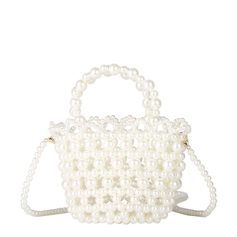 

Новая женская сумка универсальная цепочка плетеная жемчужная сумка сумочка на одно плечо через плечо ручной работы готовая сумка белый