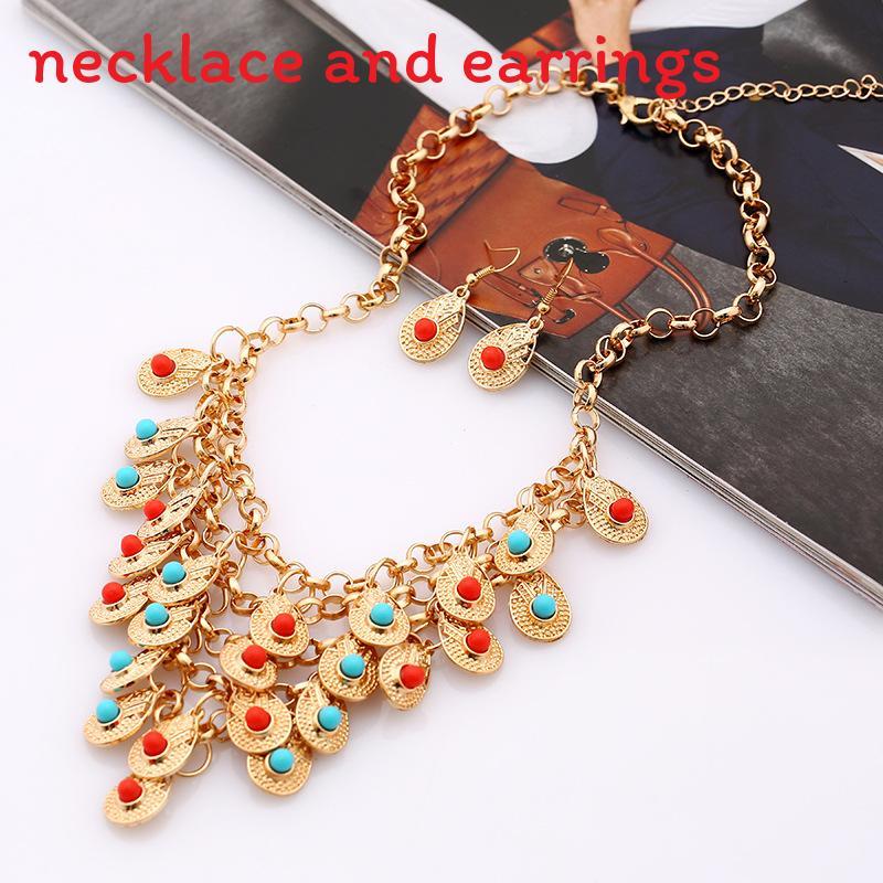 

Ethnic Style Multi Layer Design Simulation Gemstone Decoration Necklace Women Gold