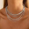 European and American Fashion Multi-Layer Metal Clavicle Necklace - Women's Simple Blade & Figaro Chain