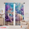 2pcs,2D plane printing Creative Curtains Oceanic Treasures Versatile Polyester (without rod) Home Decor Ldeal for Living Room,