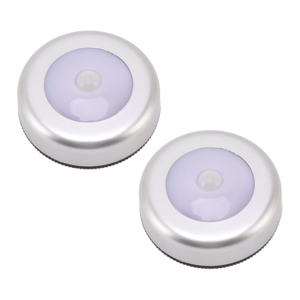 Motion Sensor Night Light Eye Protection Round Small LED Induction Lamp for Closet Drawer Bed Bottom 2pcs