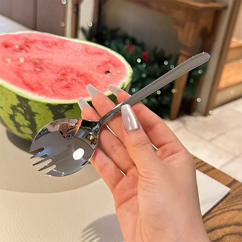 Lingură de Salată din Oțel Inoxidabil Lingură Creativă Furculiță Furculiță pentru Paste Lingură pentru Tăiței Instanți Lingură pentru Pepene Verde Furculiță pentru Tort Desert