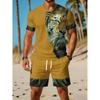 Men's Casual Sportswear Set, Breathable Outdoor Leisure Round Neck T-Shirt and Shorts Set, Summer Digital Print Set for Adults