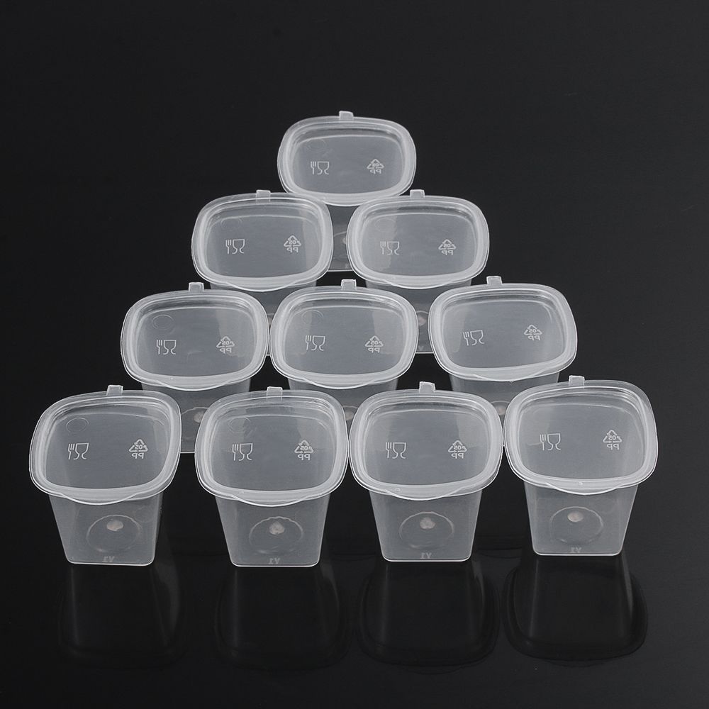 25Pcs 25ml/27ml/45ml Disposable Plastic Takeaway Sauce Cup Containers Food Box with Hinged Lids Small Pigment Paint Box Palette