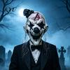 Geheimraum Flucht Outfit Horror Halloween Latex Maske für Erwachsene, Gruseliger Clown Cosplay Requisite, Unheimliches Party Auftritts Zubehör Ganzkopf Kapuzen Kostüm,