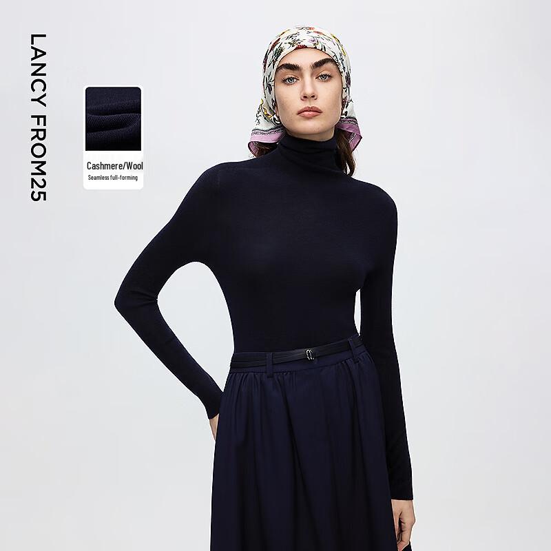 Lancy Women s High-Neck Long Sleeve Wool Blend Knit Top L
