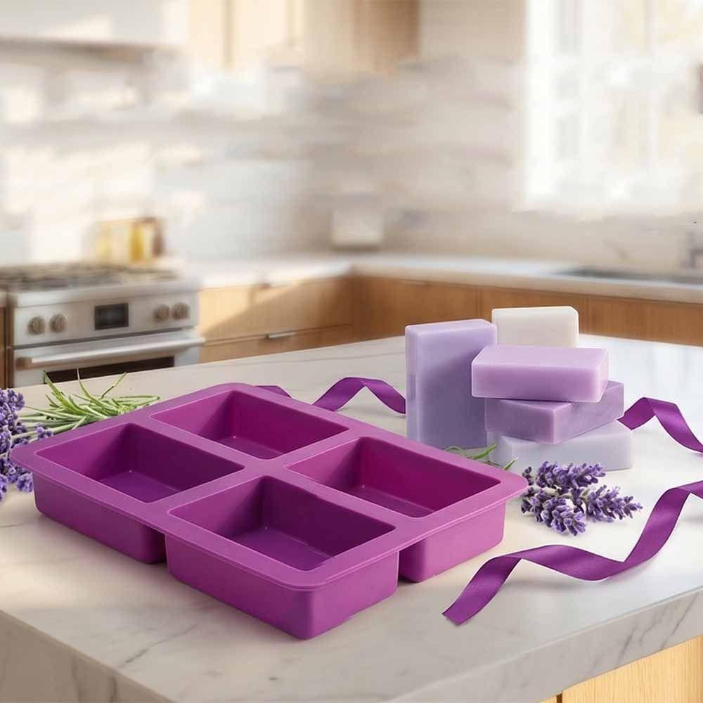 4 Cavity Silicone Soap Molds DIY Crafts Soap Box Toast Mold Rectangle Soap Mold  Cake Baking