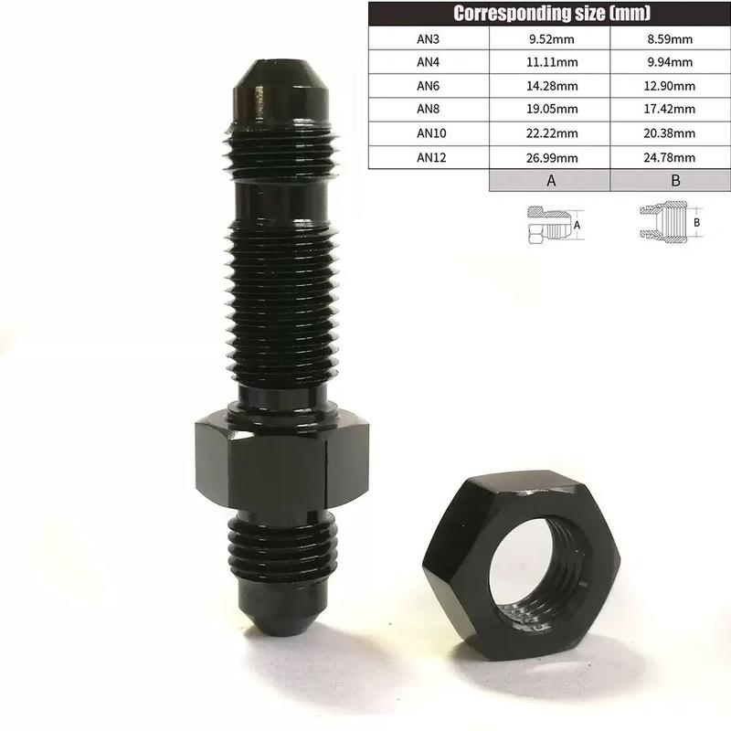 0-Degree AN6 AN8 AN10 AN4 Aluminum Alloy Radiator Oil Cooler Pipe through Wall Extension Joint Straight Nut Connector for Modifi