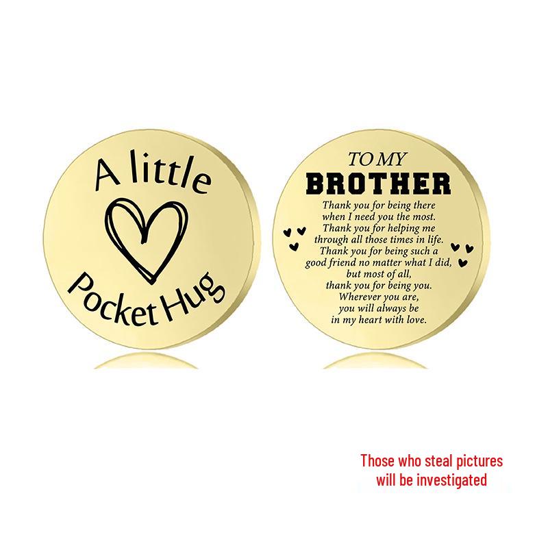 Lucky Charm Motivational Coin: Engravable Stainless Steel Couple & Family Gift Ornament.