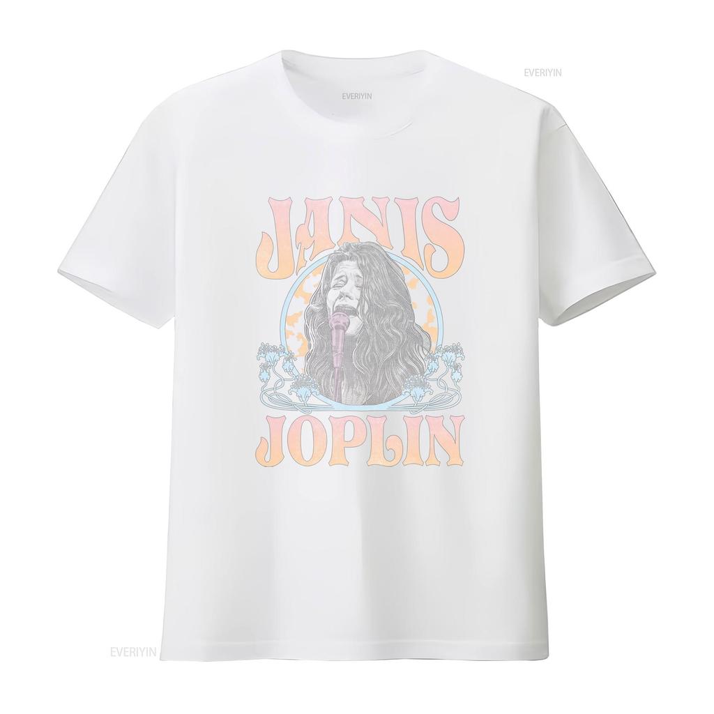 Vintage 70s Retro Janis Joplin Classic Rock Singer Print Casual T Shirt Vintage Washed Homme Top For Everyday Wear Breathable