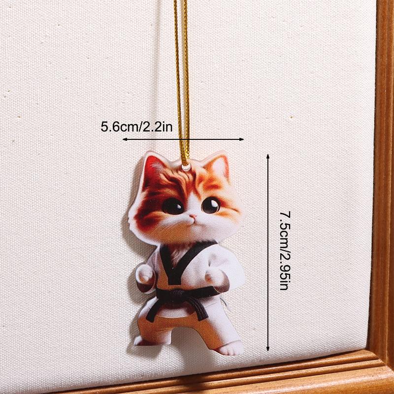 Cartoon 2D Cat Christmas Pendant Cute Animal Acrylic Auto Rearview Mirror Ornament Christmas Ornaments Pendant Decor Gift