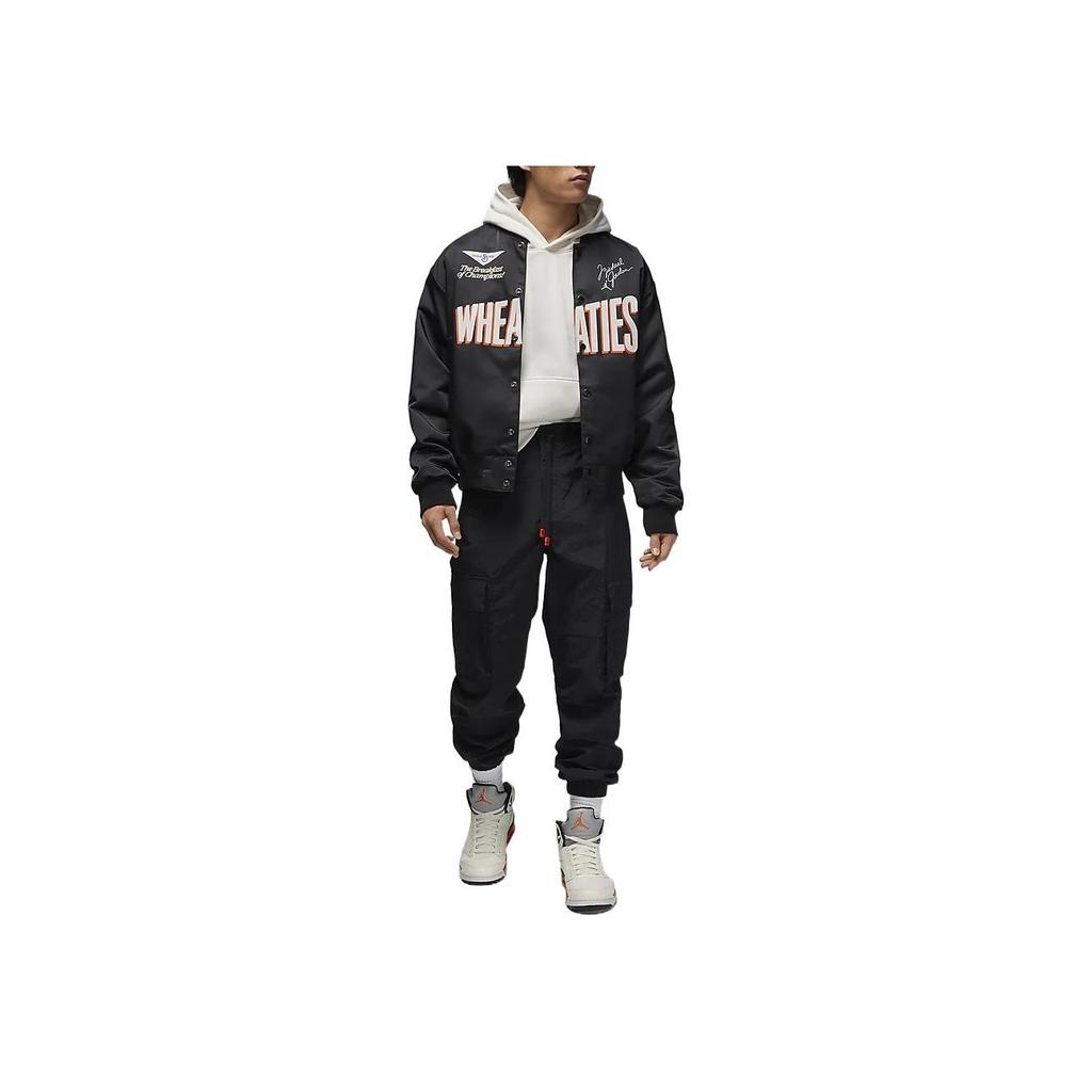 Jordan Flight MVP-logo Brodert Solid Mid-Rise Straight Fit Sportsbukser Herreunderdeler Svart DV7581-010