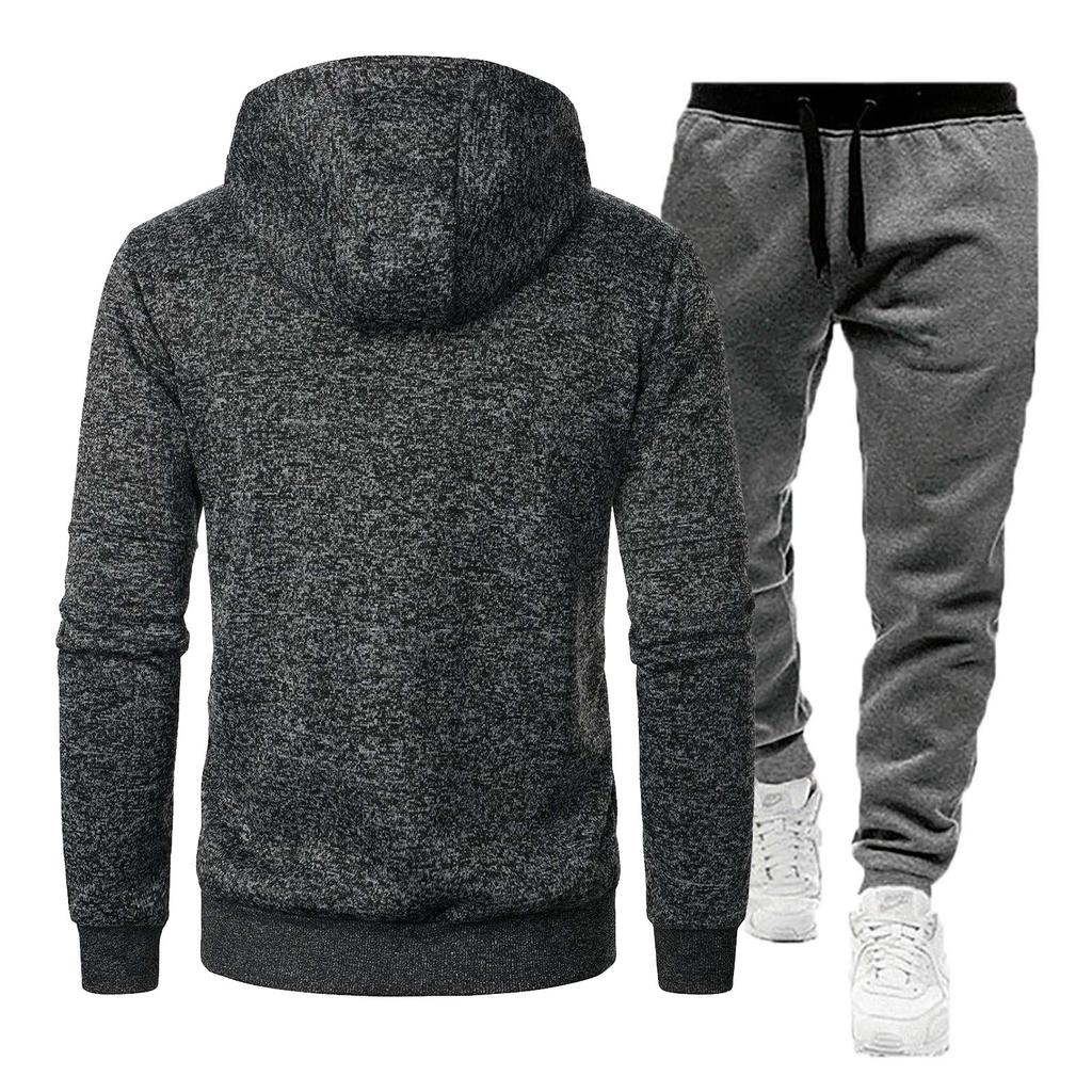 Pánské podzimní zima jednobarevné mikiny s dlouhým rukávem mikina kalhoty oblek