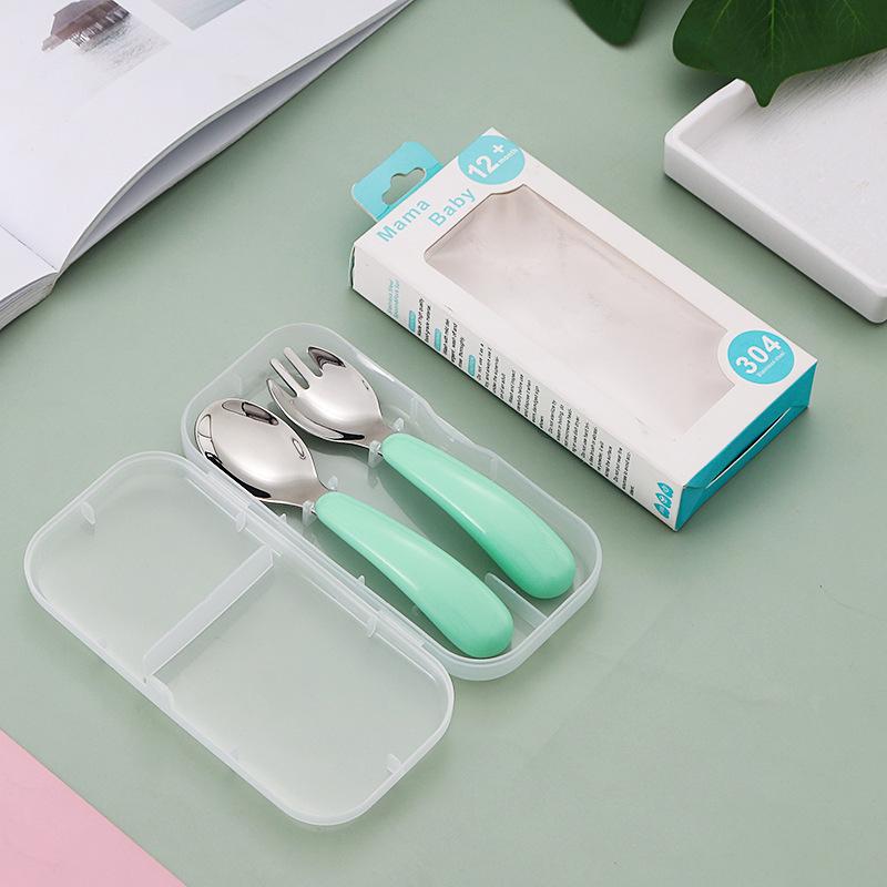 Baby Füttergeschirr Set Kinder Utensil Edelstahl Kleinkind Essgeschirr Besteck Cartoon Säuglingsnahrung Fütterlöffel Gabel