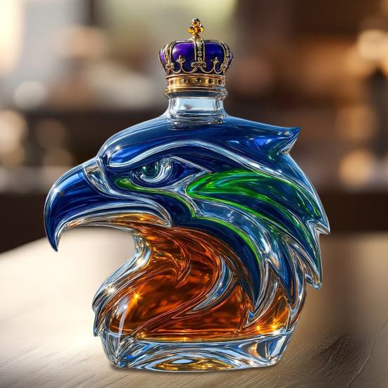 Láhev na whisky s orlí hlavou Unikátní skleněná karafa 3D Nádoba na likér pro whisky Víno Koktejly Kávu
