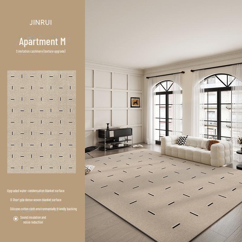 2024 French Cream Black Stone Carpet: Luxury Living Room & Bedroom Floor Mat