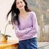 Women's 100% Wool Shimmer V-Neck Knit Sweater