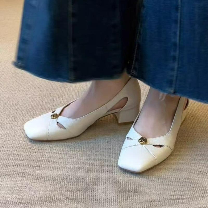 Fashion Kitten Heel Cool Single Shoes Women's Summer 2025 New Block Heel Square Toe Shallow Mouth Versatile Mary Jane Shoes