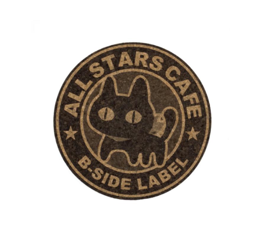 B - SIDE LABEL Sharp-eyed cats & cat lovers warning coaster Japan NEW