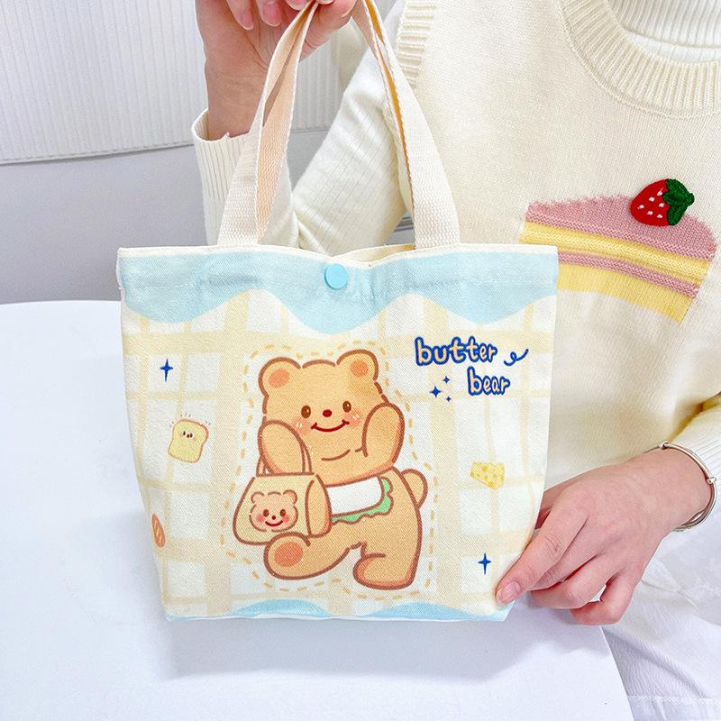 New bag wind butter bear canvas bag cute canvas bag portable daily storage woman