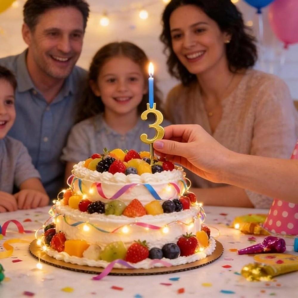 Stainless Steel Number Birthday Candle Holder Digital Birthday Candles Stand Family Gathering