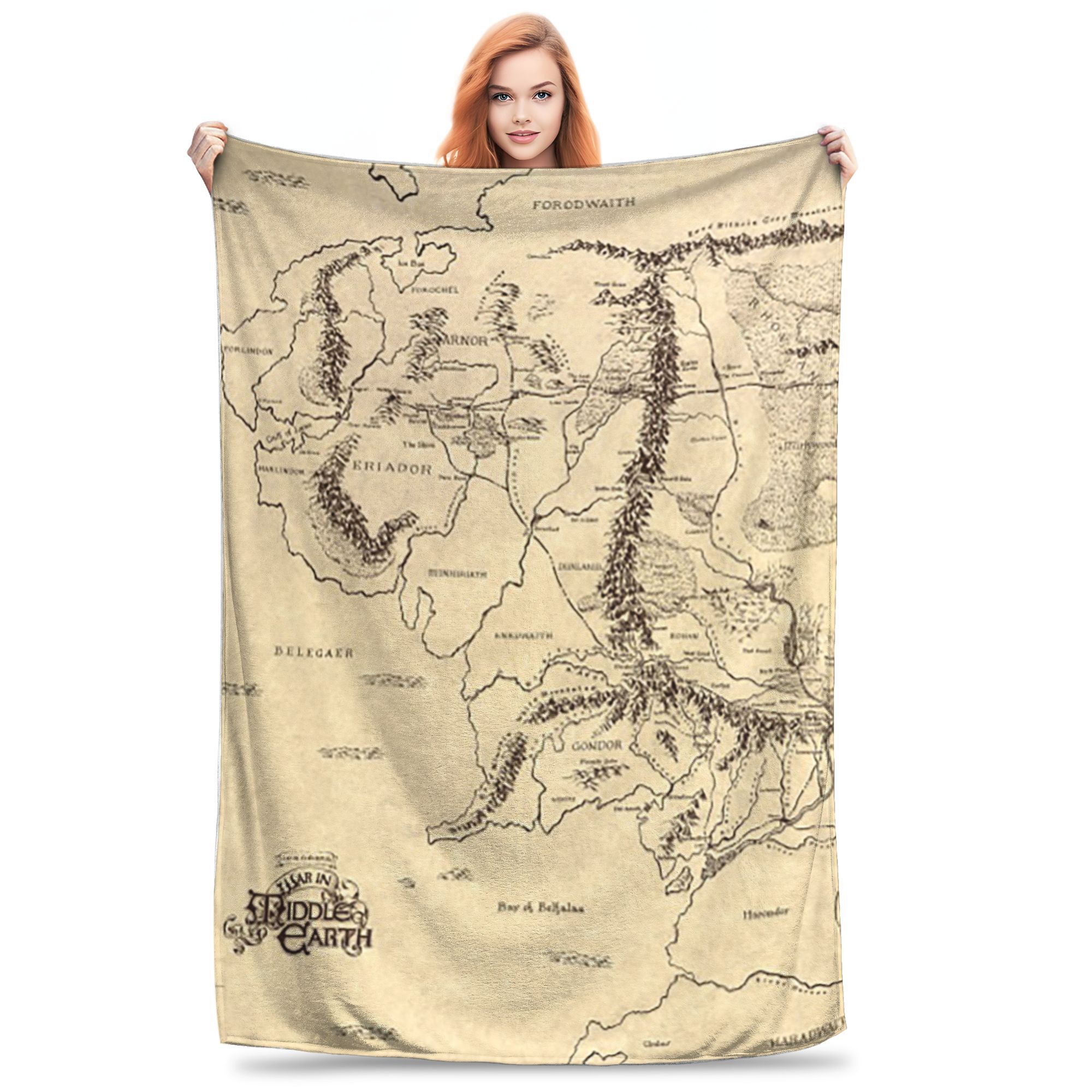 

Middle Earth Map Blanket Warm Fleece Sofa Throw Blanket for Couch Bedding Office Throws Bedspread Quilt 80x120cm