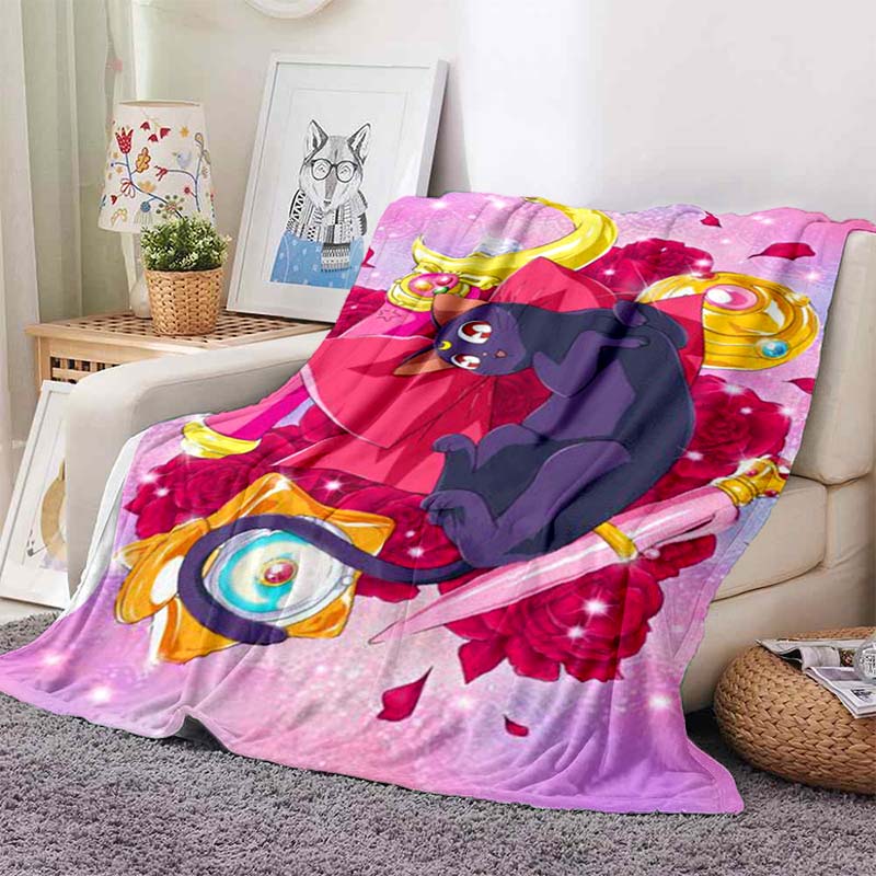 Various styles of Sailor Moon anime character blankets are suitable for use on beds, in bedrooms, on sofas, picnics, and other 1