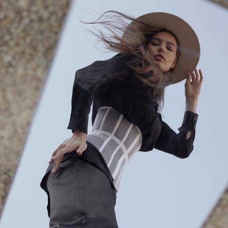 Women's European & American Mesh Lace-up Slimming Corset Vest