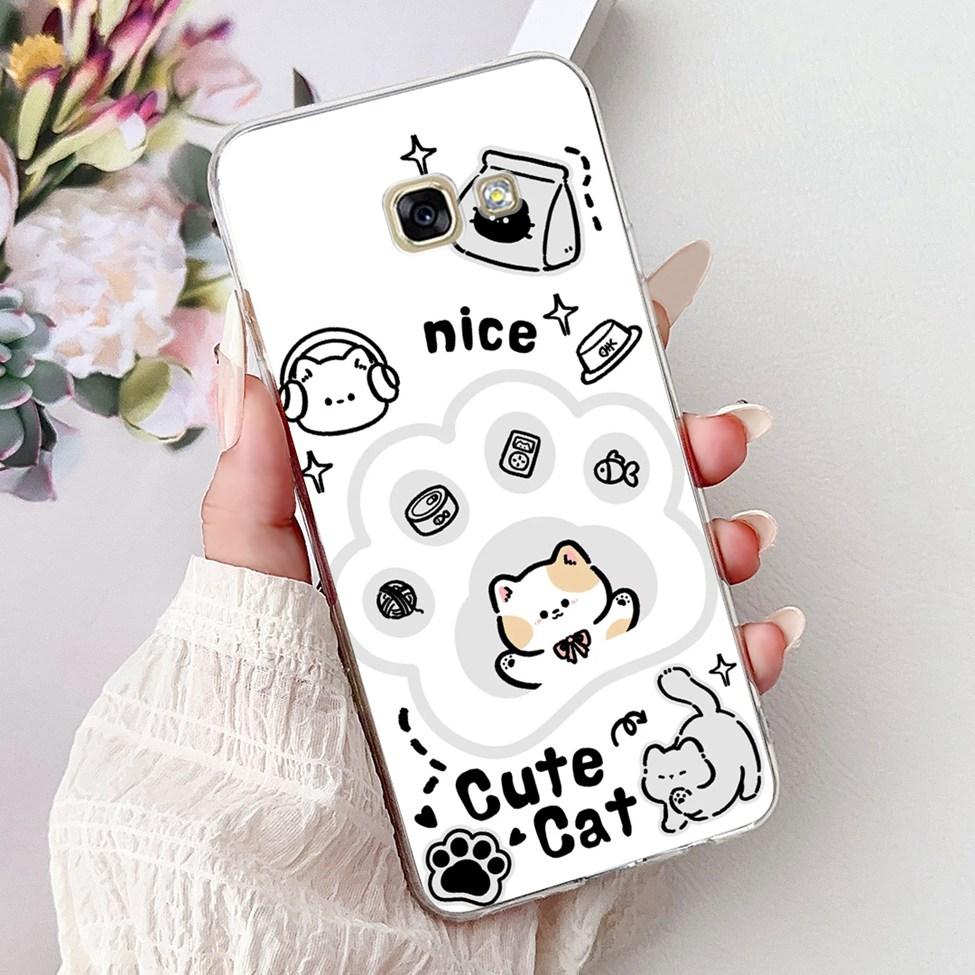 Clear For Samsung A5 2017 Case A520F Cute Cat Fashion Flower Funny Cool Painted Back Cover For Samsung Galaxy A5 2017 Phone Case
