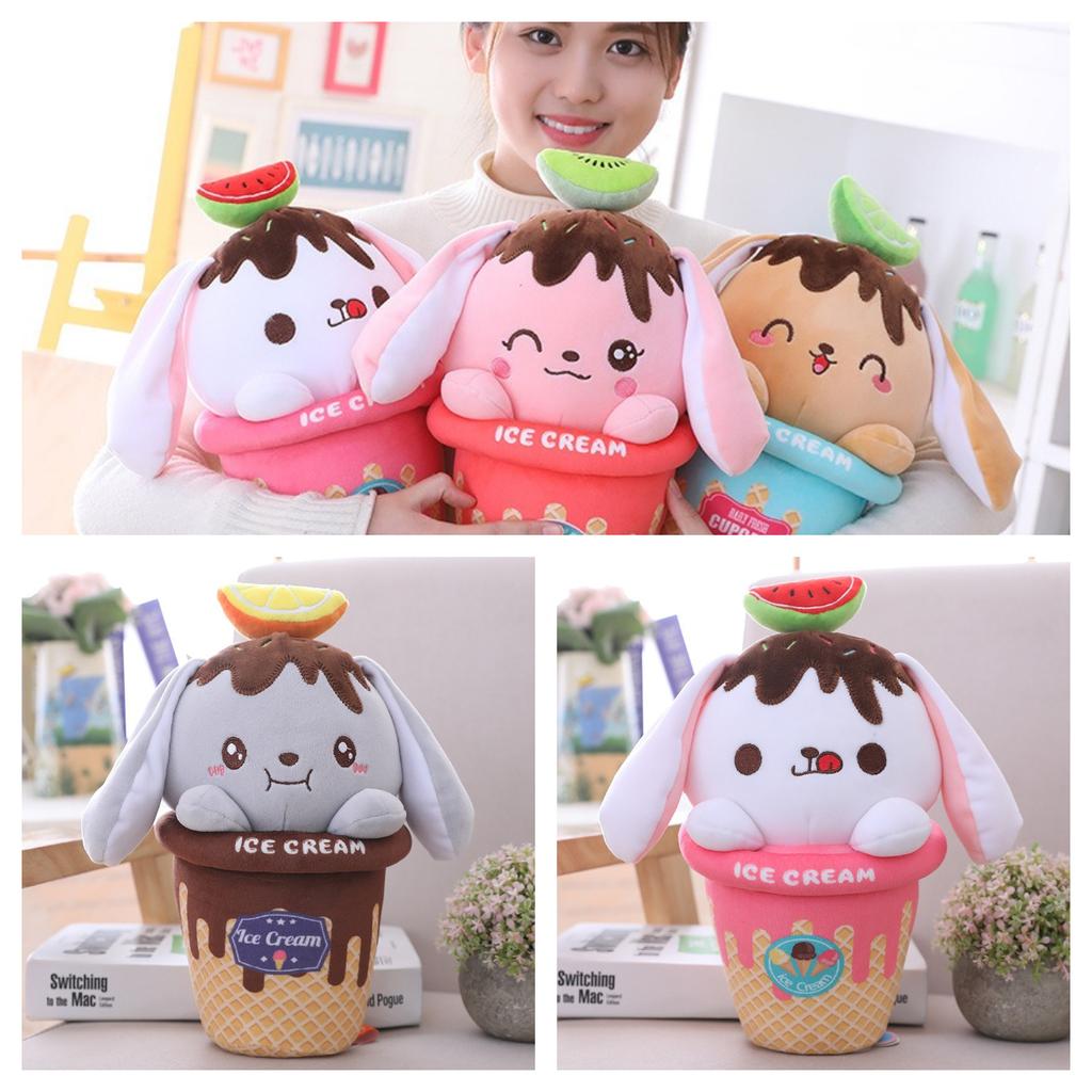 Ice Rabbit Cream Plush Toy Cute Doll Soft Stuffed Decor Birthday Gifts Kids Girl