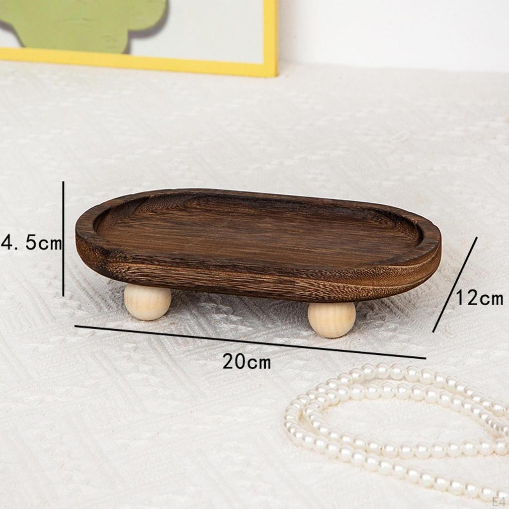 Wooden Riser Tray Holder Plate Organization Serving Pedestal Stand Jewelry Display for Cabinet