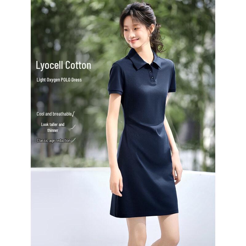 Mohan Yimei Lyocell Blend Pleated Polo Midi Dress XL