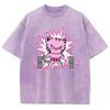 Sweet Cute Style Pink Cartoon Tiger Print Women's T-Shirt Washed Oversized Short Sleeve Casual Beautiful Statement Top