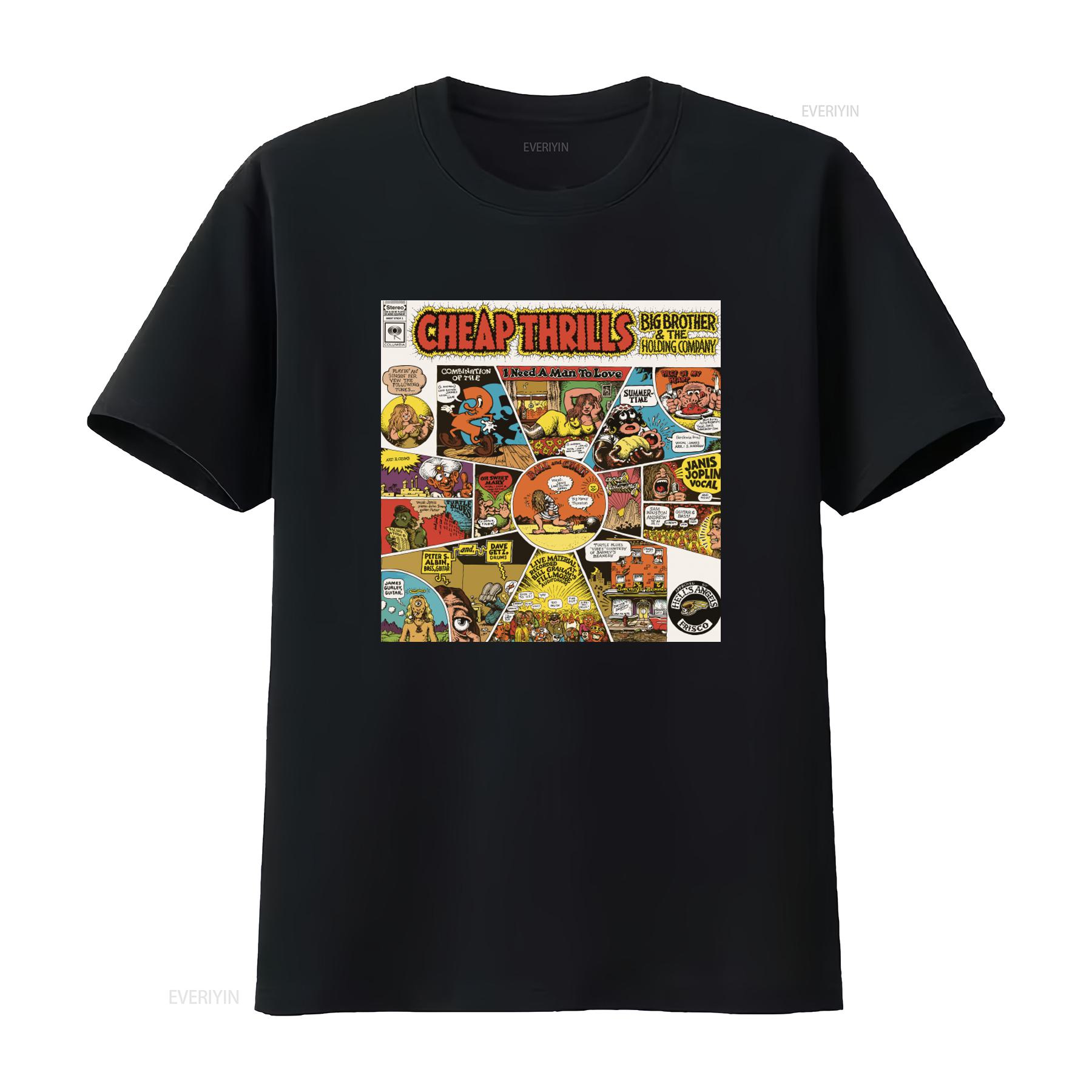 

Ultra Cotton T Shirt Janis Joplin Cheap Thrill Retro Comic Style Print Rock Music Inspired vintage Washed Stretched Versatile 4XL