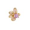 Pink Zircon Flower Rings For Women Gold Color Metal  Opening Couple Ring Aesthetic Wedding Christmas Jewelry