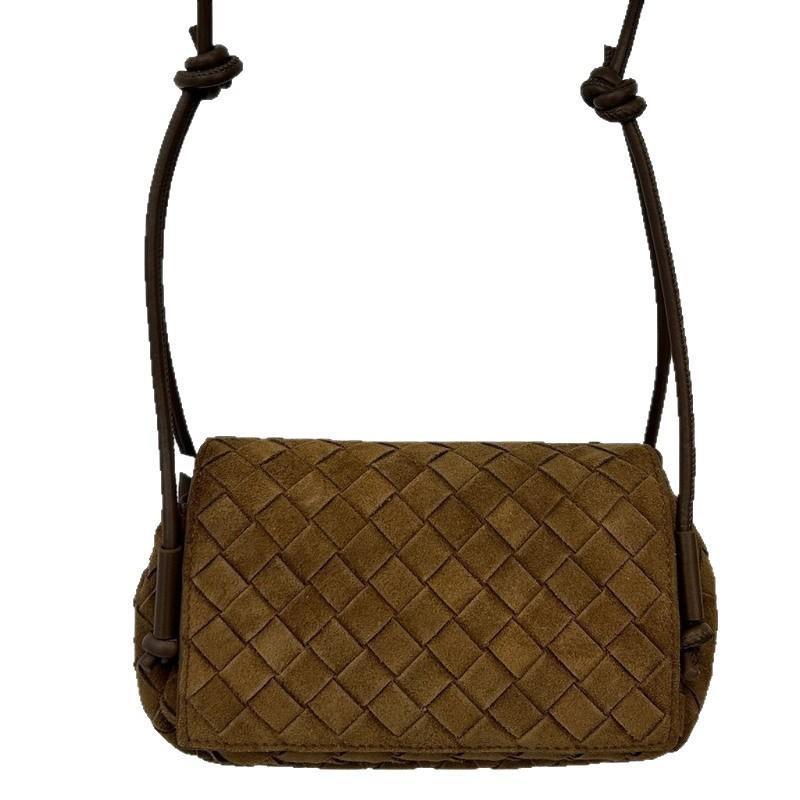 New Leather Cowhide Suede Woven Small Square Bag Tote Bag Pillow Bag Single Shoulder Crossbody Handbag Women's Bag