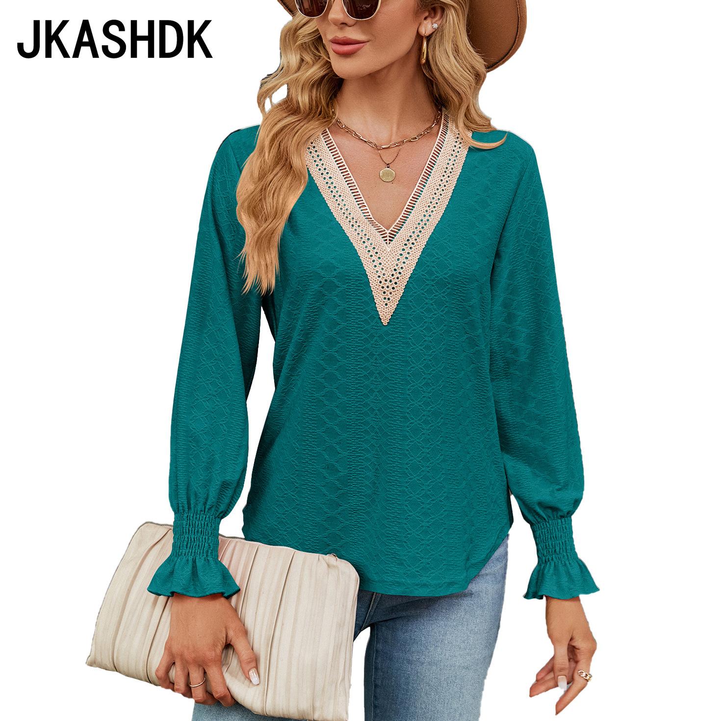 JKAASHDK женские модные повседневные однотонные принты весенне-осенние блузки и рубашки — фото 10