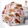Gingerbread Man Themed Travel Umbrella-8 Ribs Automatic Opening and Closing, Portable Folding Design, Compact and Stylish Umbrella Suitable