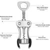 2 In 1 Wine Opener Zinc Alloy Premium Wing Corkscrew Wine Bottle Opener Beer Opener with Non-slip Wing Handle