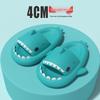Thick-Sole Shark Slippers: Funny Poop-Stepping Design for Men & Women, Indoor/Outdoor Cartoon-Style.