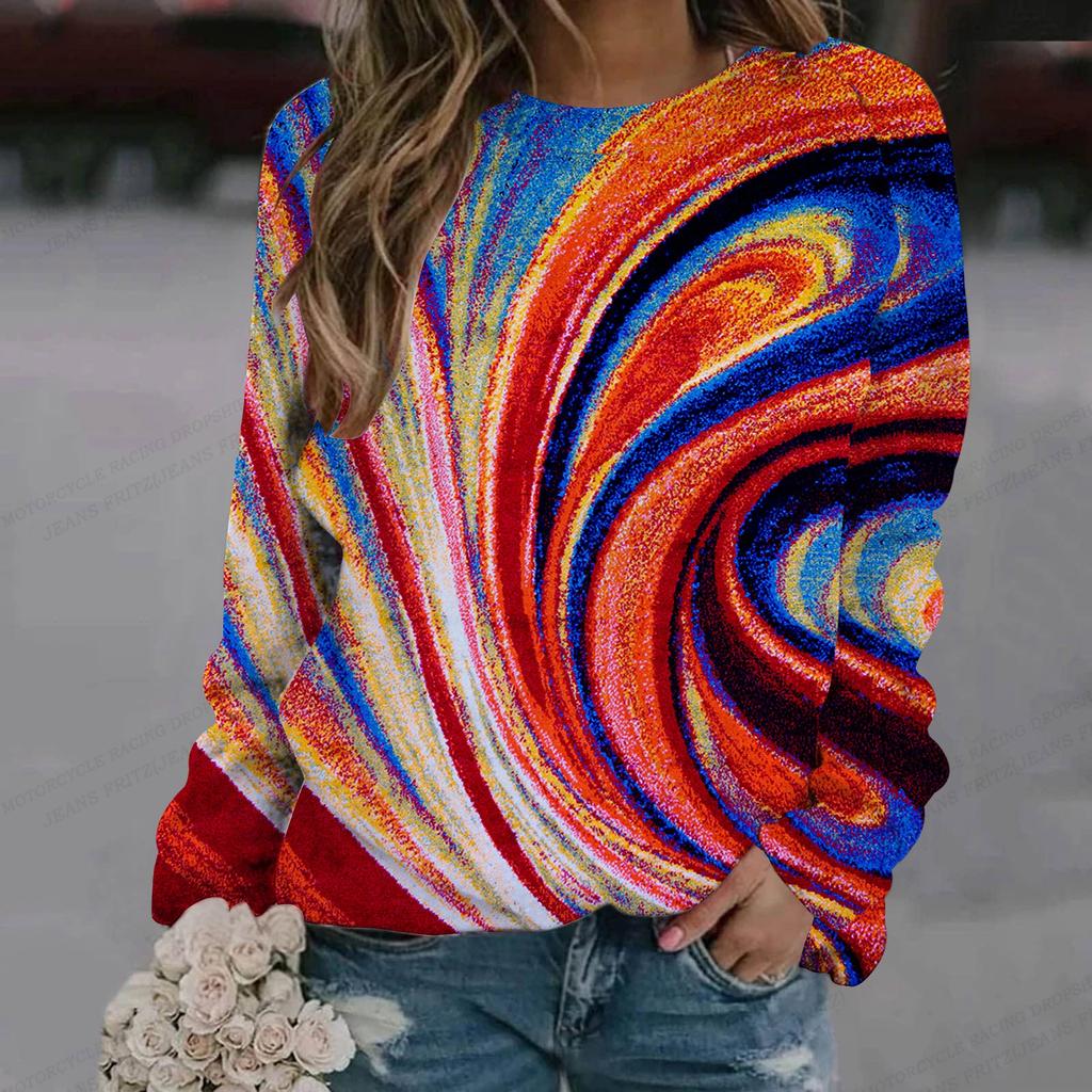 Mikina s olejomalbou Dámská módní mikina Mikina Y2k Mikina s kulatým výstřihem Oblečení Luxusní svetry Duhové mikiny Dívčí kabáty Jaro