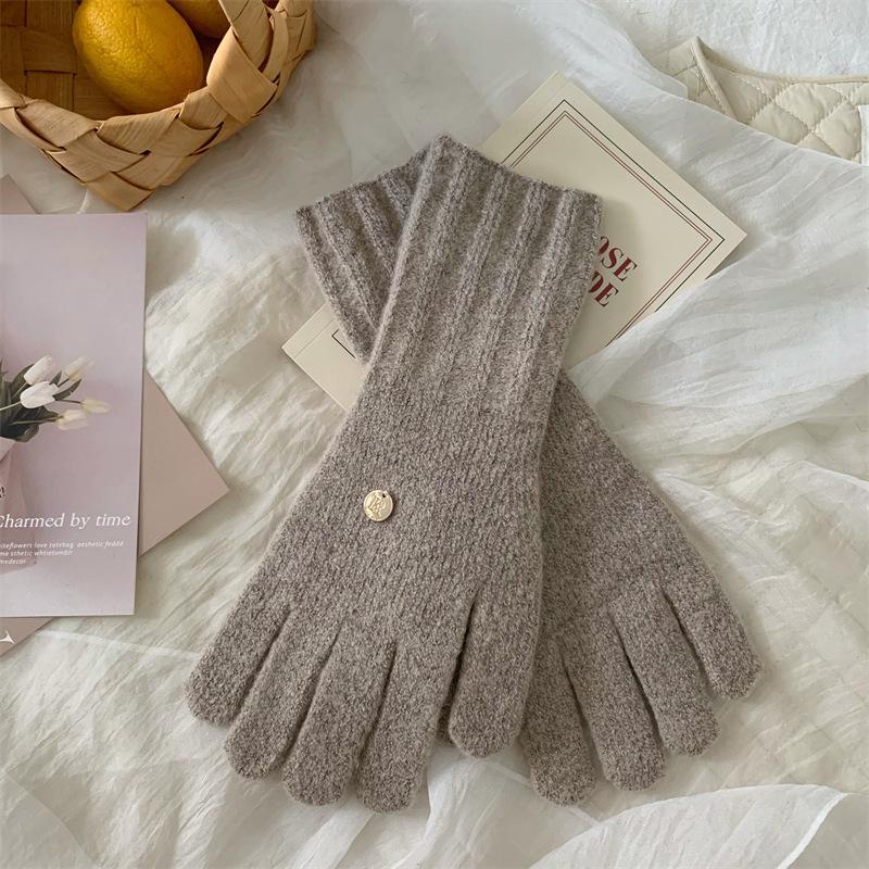 Neujahrsrote gestrickte Wollhandschuhe für Damen Winter Koreanischer Stil Fingerlos Touchscreen Studentenpaare zum Warmhalten
