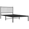 vidaXL Bed Frame with Headboard Metal Black 100x190 Cm