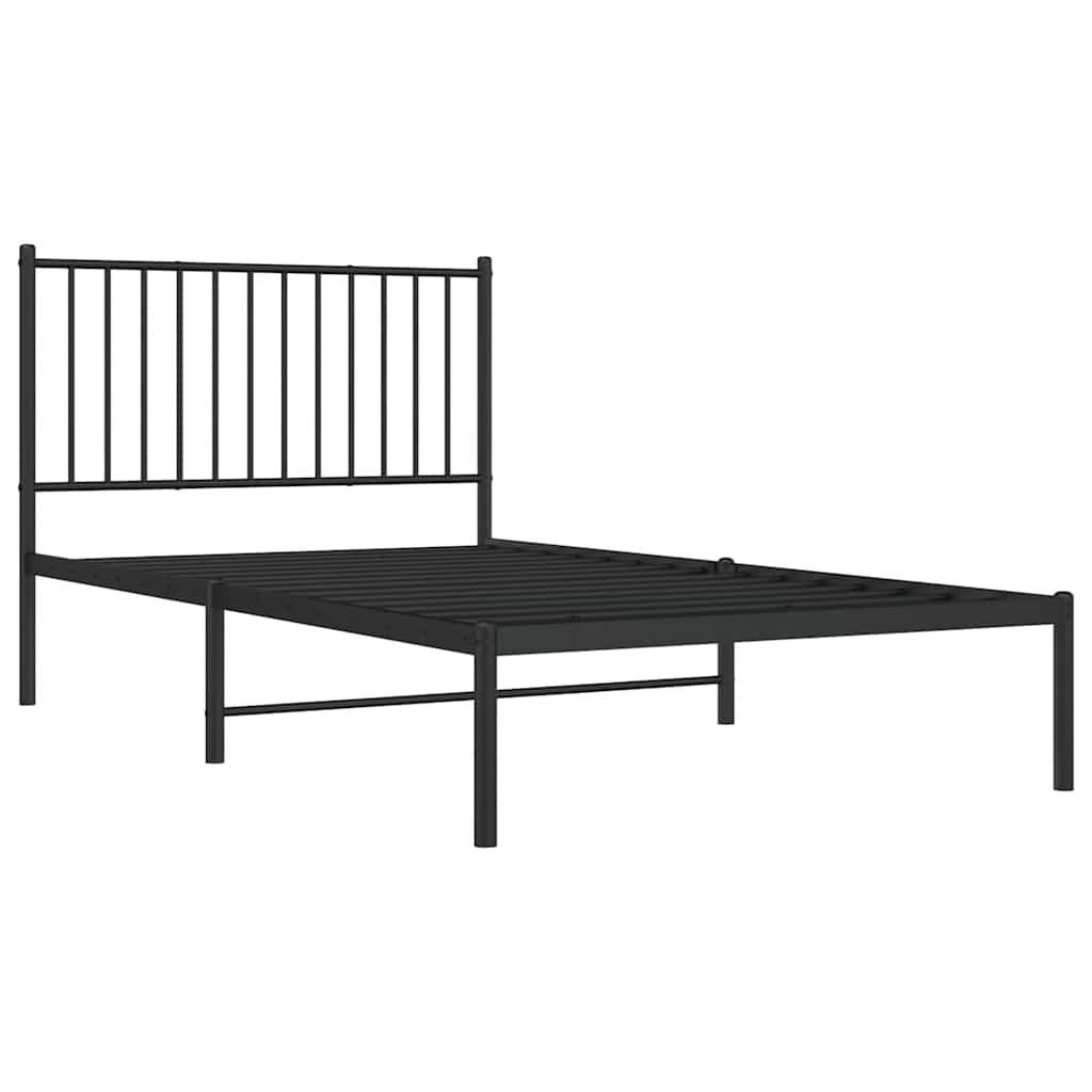 vidaXL Bed Frame with Headboard Metal Black 100x190 Cm