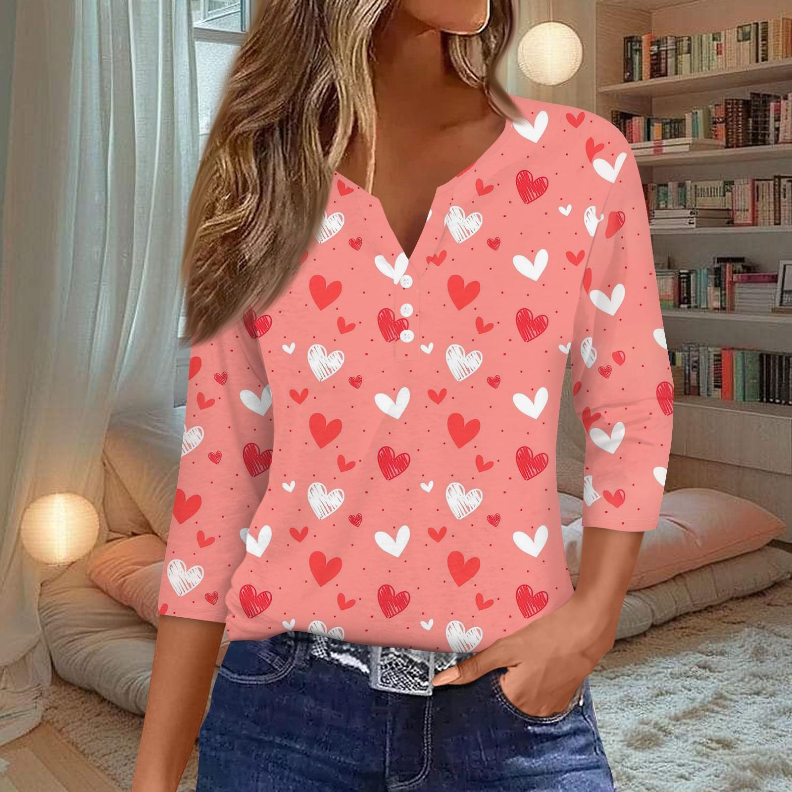 

Женская мода Повседневная полосатая футболка с v-образным вырезом и декоративными пуговицами с рукавом три четверти Топ M